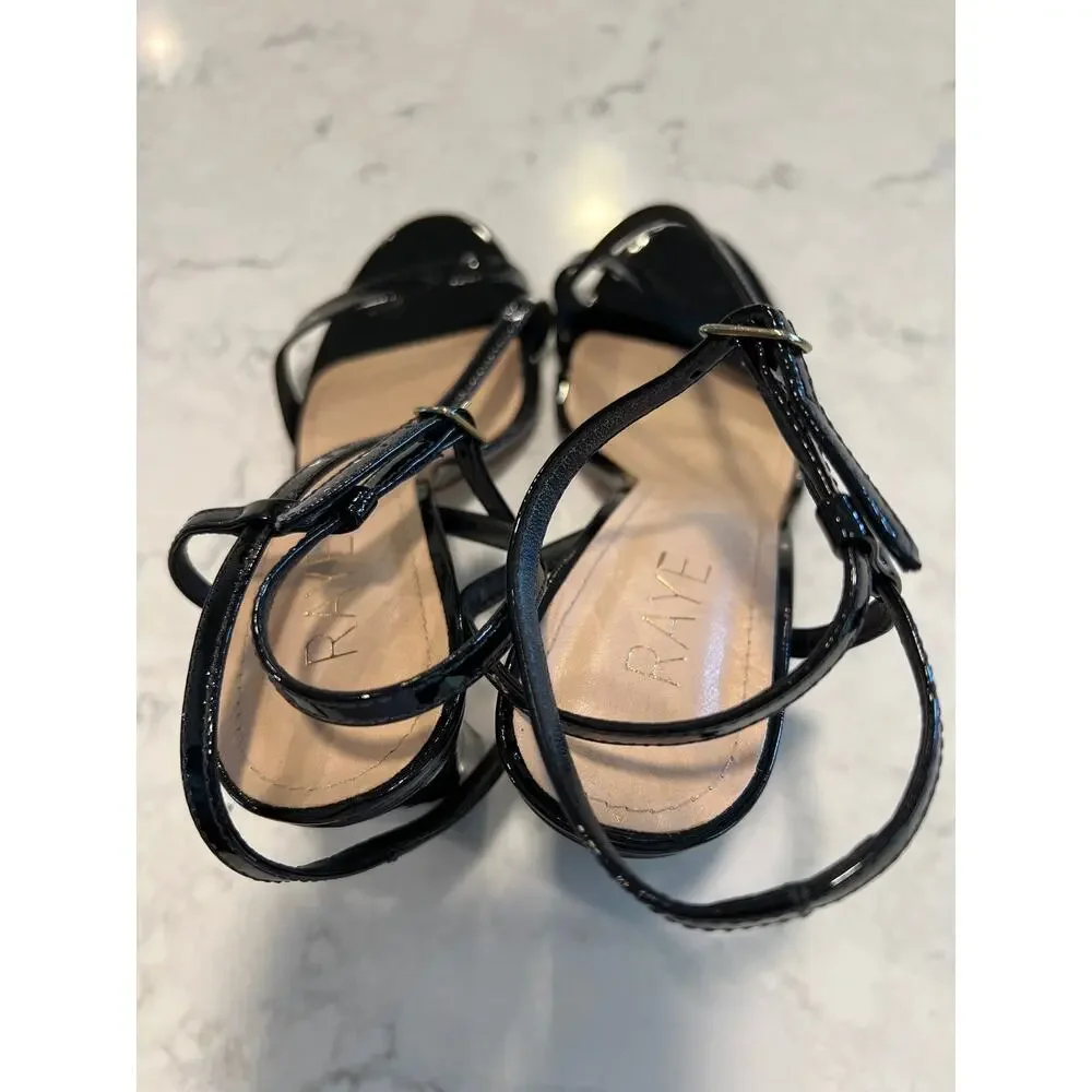 Raye Women’s Strappy Ankle Strap‎ Open Toe Party Block High Heels Size 6.5 Black